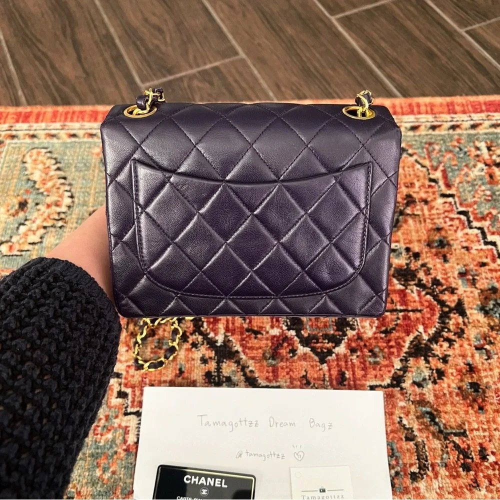 Chanel Classic Vintage Mini Square Dark Purple Flap Bag
